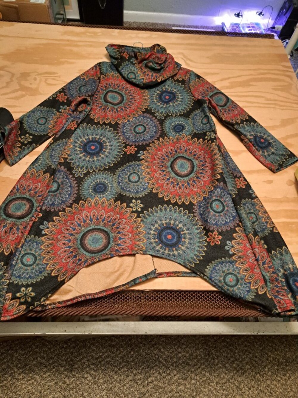 Fall/Winter Dress - circular pattern, multi-colored